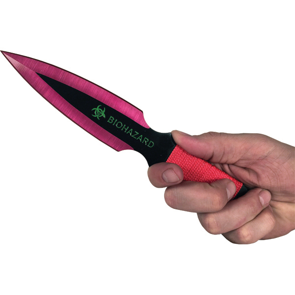 2 Piece Throwing Knife Red Color BioHazard view 5